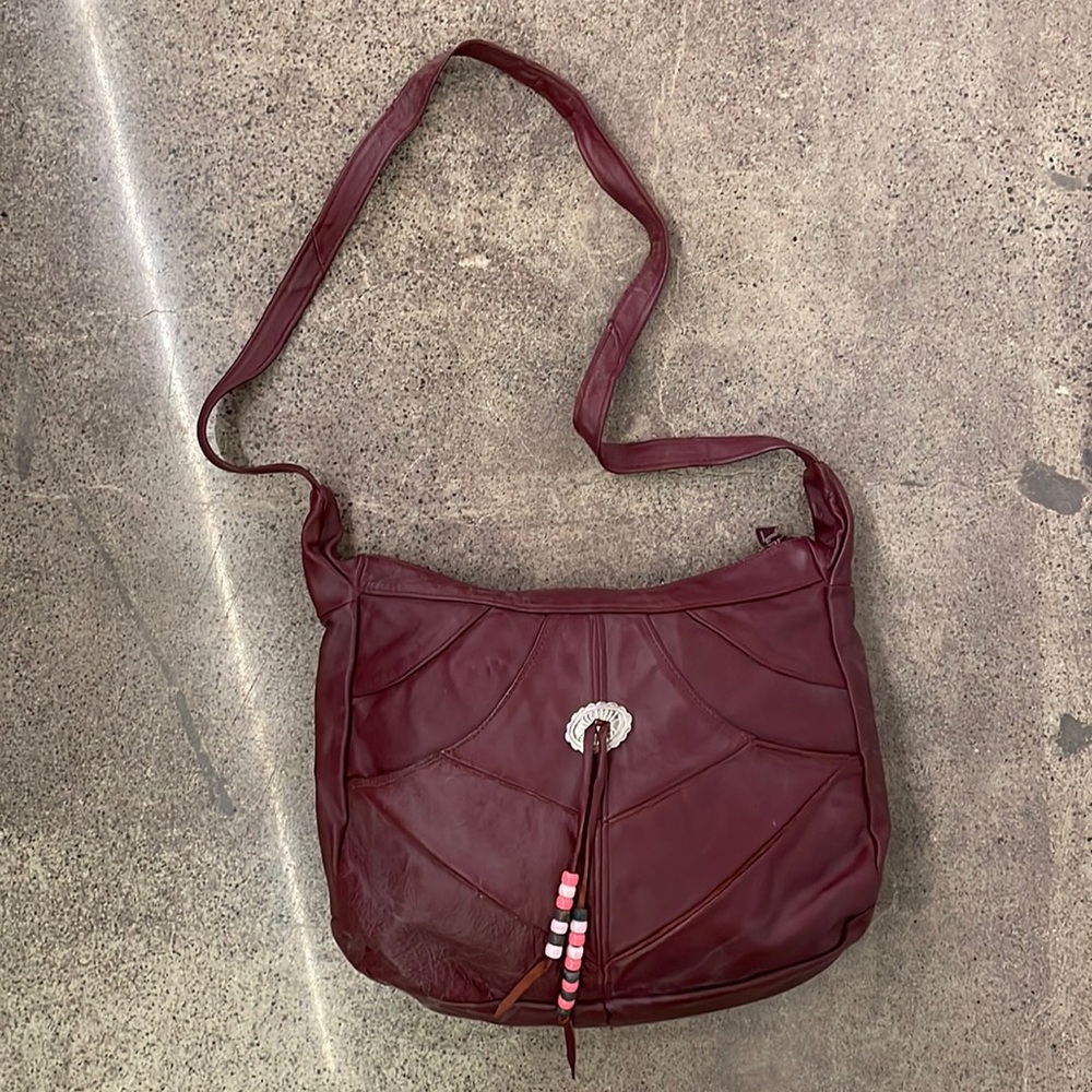 Burgundy Leather Purse - Vintage